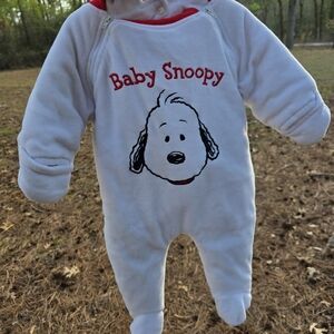 Vtg Baby Snoopy Peanuts Full Body Outerwear Snowsuit Baby Toddler 6-9 Months